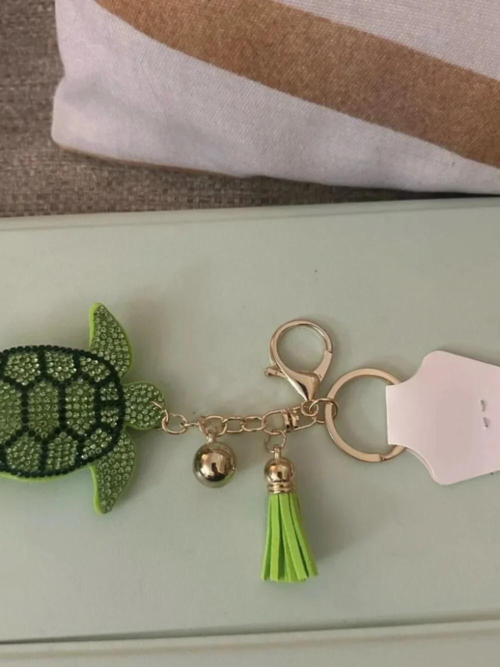 Green Turtle Keychain‎ & Bag Charm with Rhinestones New Handbag Accessory NWT